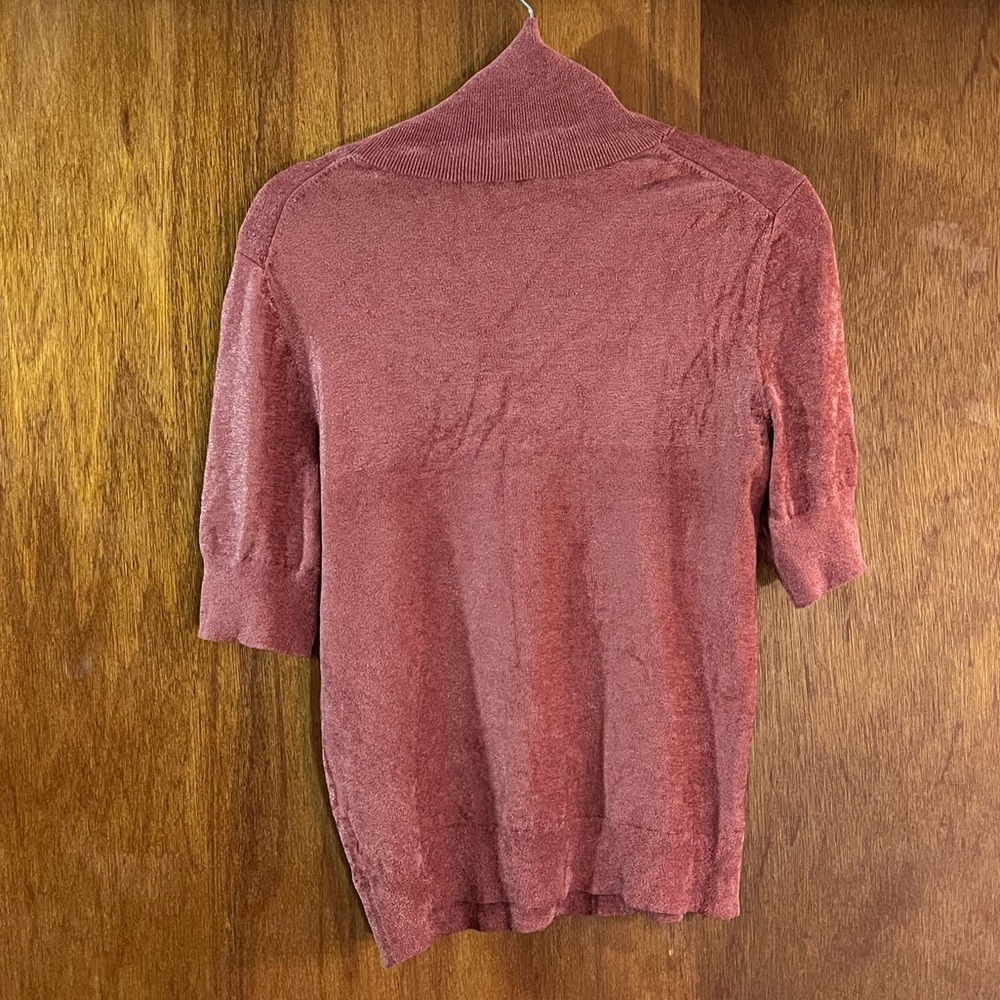 COS Chenille Short-Sleeve Turtleneck in Salmon Sz S - Picture 2 of 4